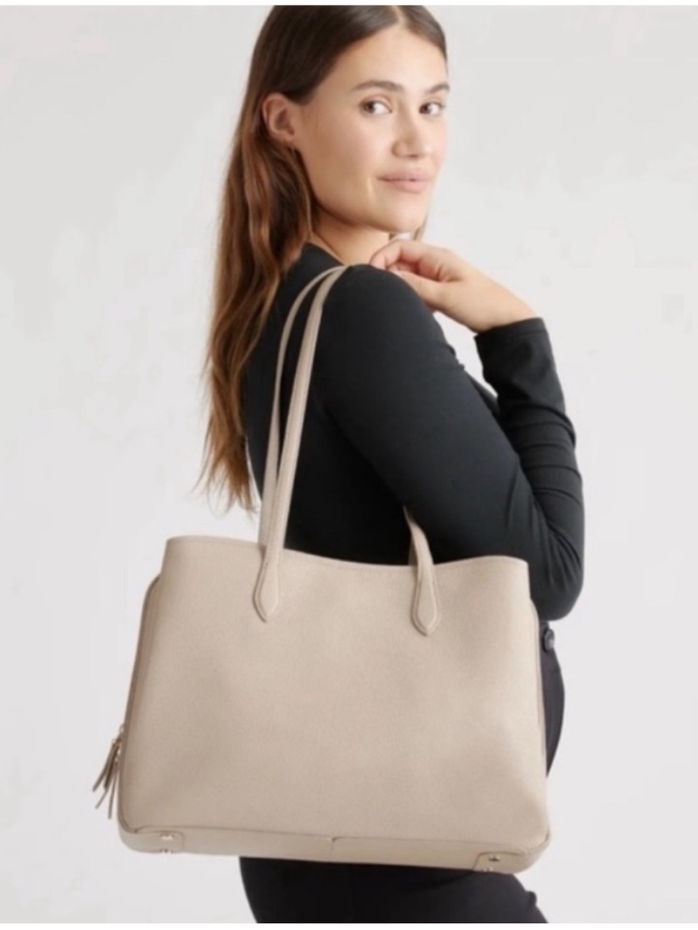 Quince Italian Leather Triple Compartment Work Tote - Picture 2 of 8